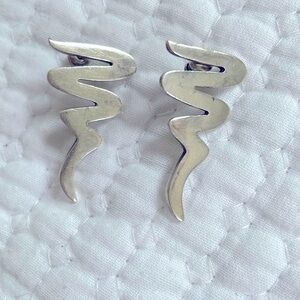 Modern Sterling Silver Earrings from Mexico in Paloma Picasso Scribble Style.
